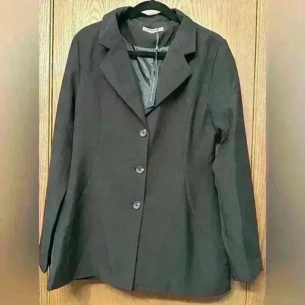 MANIÈRE DU VOIR Black‎ Single-Breasted Blazer Jacket - Size 12